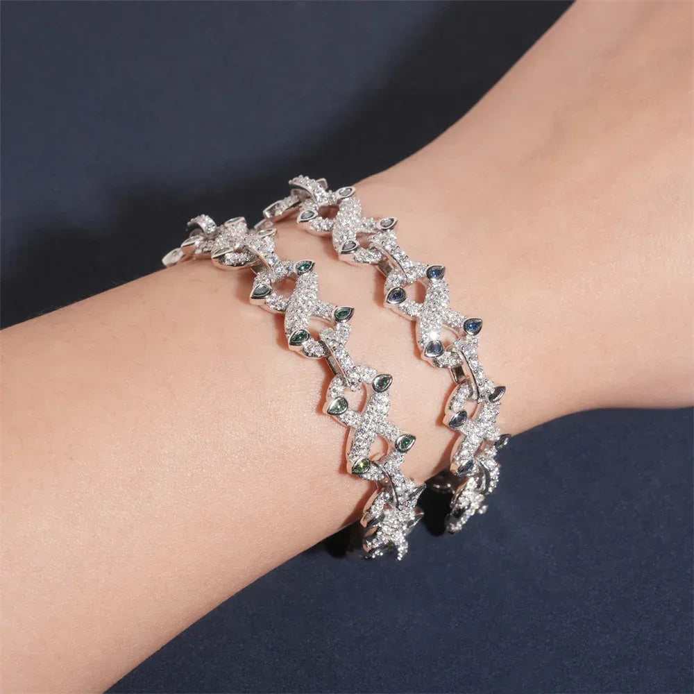 Moissanite Figure-Eight Bracelet | S925 Silver Iced Out Hip Hop Jewelry - CaratixJewelry